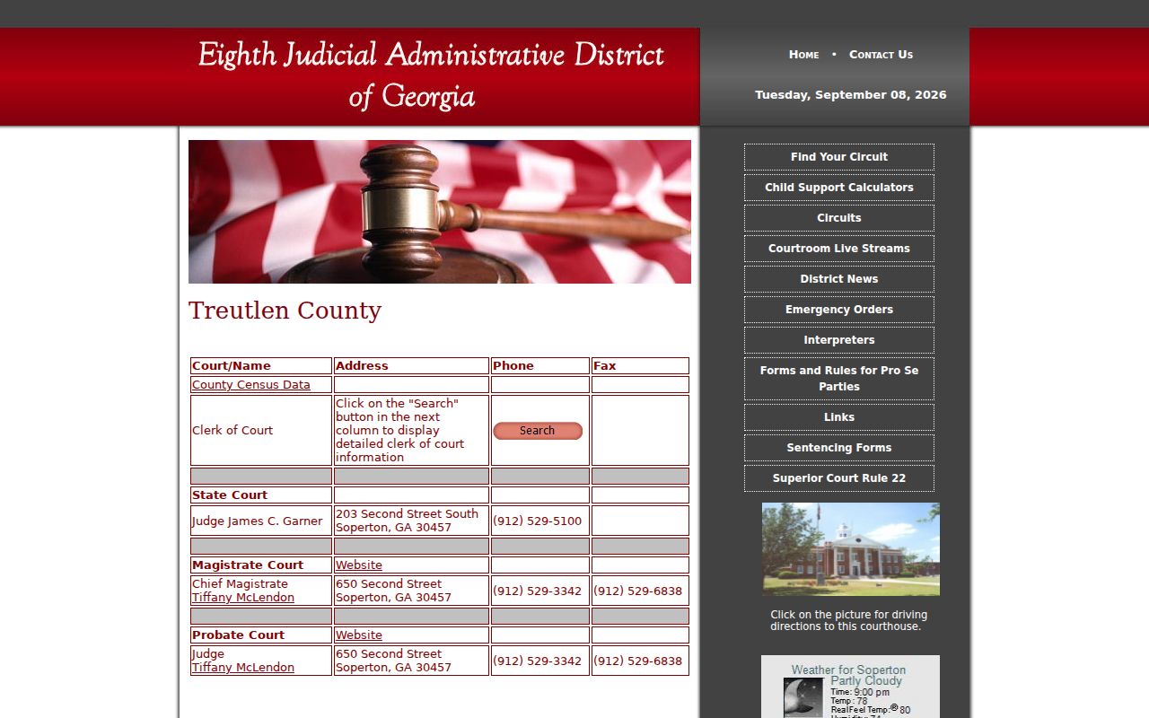 Treutlen County warrant search State and Magistrate court directory